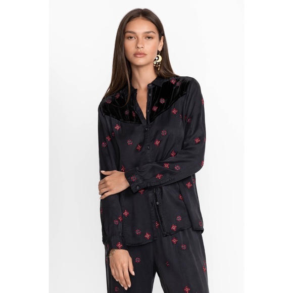 Johnny Was, Workshop, Maxine Western Embroidered Seamed Long Sleeve Shirt - Picture 3 of 16